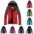 thumbnail image 1 of Lovskoo Women's Rain Jacket Technical Winter Fleece Lined Casual Waterproof Windbreaker Outdoor Sprint Coat with Plush and Thickened Cycling Warm Cotton Coat Hooded Coat Hot Pink, 1 of 5