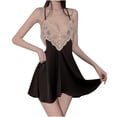 thumbnail image 1 of Lovskoo Women's Satin Bathrobe Set Nightgown with Robes Silk Pajama Set 2 Pieces Lingerie Lace Sheer Cami Sleepwear Sets Black, 1 of 4