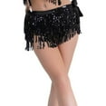 thumbnail image 1 of Lovskoo Women's Sequin Fringe Hip Skirts Fashion Belly Dance Waist Belt Hip Scarf Lace-Up Skirt Black, 1 of 8