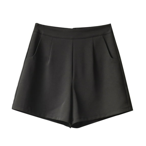 Lovskoo Women's Shorts 2024 Trendy Summer Dressy Elastic High Waisted Pleated Business Casual Work Shorts with Pockets Black
