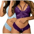 thumbnail image 1 of Lovskoo Women's Sleepwear Sets Bra and Panty Corset Lace Floral Bralette Bra Two Piece Underwear Sleepwears Outfits Gift for Valentine's Day Purple, 1 of 2
