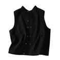 thumbnail image 1 of Lovskoo Women's Sleeveless Button Down Vest Casual V Neck Cotton Linen Blazer Jacket with Pockets Black, 1 of 9