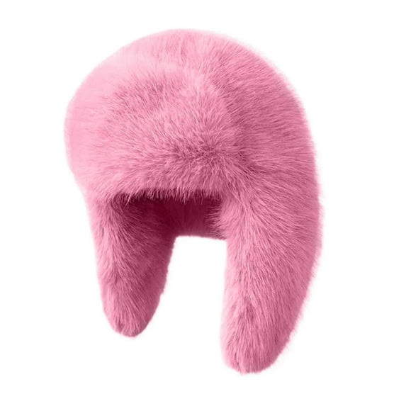 Lovskoo Women's Solid Color Winter Warm Ear Protection Lei Feng Hat Fashion Plush Skiing Cap Watermelon Red