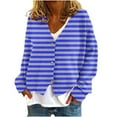 thumbnail image 1 of Lovskoo Women's Striped Cardigan Sweater Print Casual Fashion Long Sleeve Button Up Cardigan Jacket Coat Blue, 1 of 6