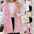 thumbnail image 1 of Lovskoo Women's Summer Fall Long Sleeve Denim Jean Vest Hooded Shirt Oversized Mid Long Jean Sleeveless Distressed Coat White, 1 of 5
