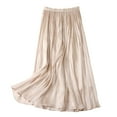 thumbnail image 1 of Lovskoo Women's Summer High Waist Pleated Chiffon Skirt Swing A Line Maxi Skirt Comfortable Plus Size Elastic Waist Skirt Khaki, 1 of 5