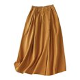 thumbnail image 1 of Lovskoo Women's Summer Linen Elastic Waist Button Up Swing Midi A Line Skirt Orange, 1 of 6