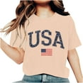 thumbnail image 1 of Lovskoo Women's Summer Tops Trendy Independence Day Printed Short Sleeved Round Neck T-Shirt Top Orange, 1 of 7