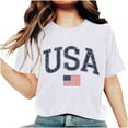 thumbnail image 1 of Lovskoo Women's Summer Tops Trendy Independence Day Printed Short Sleeved Round Neck T-Shirt Top White, 1 of 7
