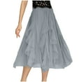 thumbnail image 1 of Lovskoo Women's Sweet Ruffled Tutu Tulle Skirt Elastic High Waist Tiered Mesh Midi Skirt Gray, 1 of 9
