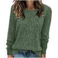 thumbnail image 1 of Lovskoo Women's Tops Ribbed Knit Long Sleeve Comfy Crewneck Shirts Casual Loose Sweatshirts Tunic Olive Green, 1 of 6