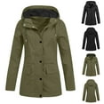 thumbnail image 1 of Lovskoo Women's Trench Coat Windbreaker Long Sleeve Solid Thin Hooded Zipper Casual Sport Coat Olive Green, 1 of 7