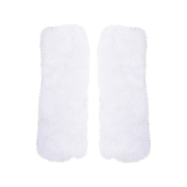 Lovskoo Women s Trendy Christmas Faux Fur Leg Warmers Furry Fuzzy Winter Boot Cuffs Cover Stage Performance Socks White