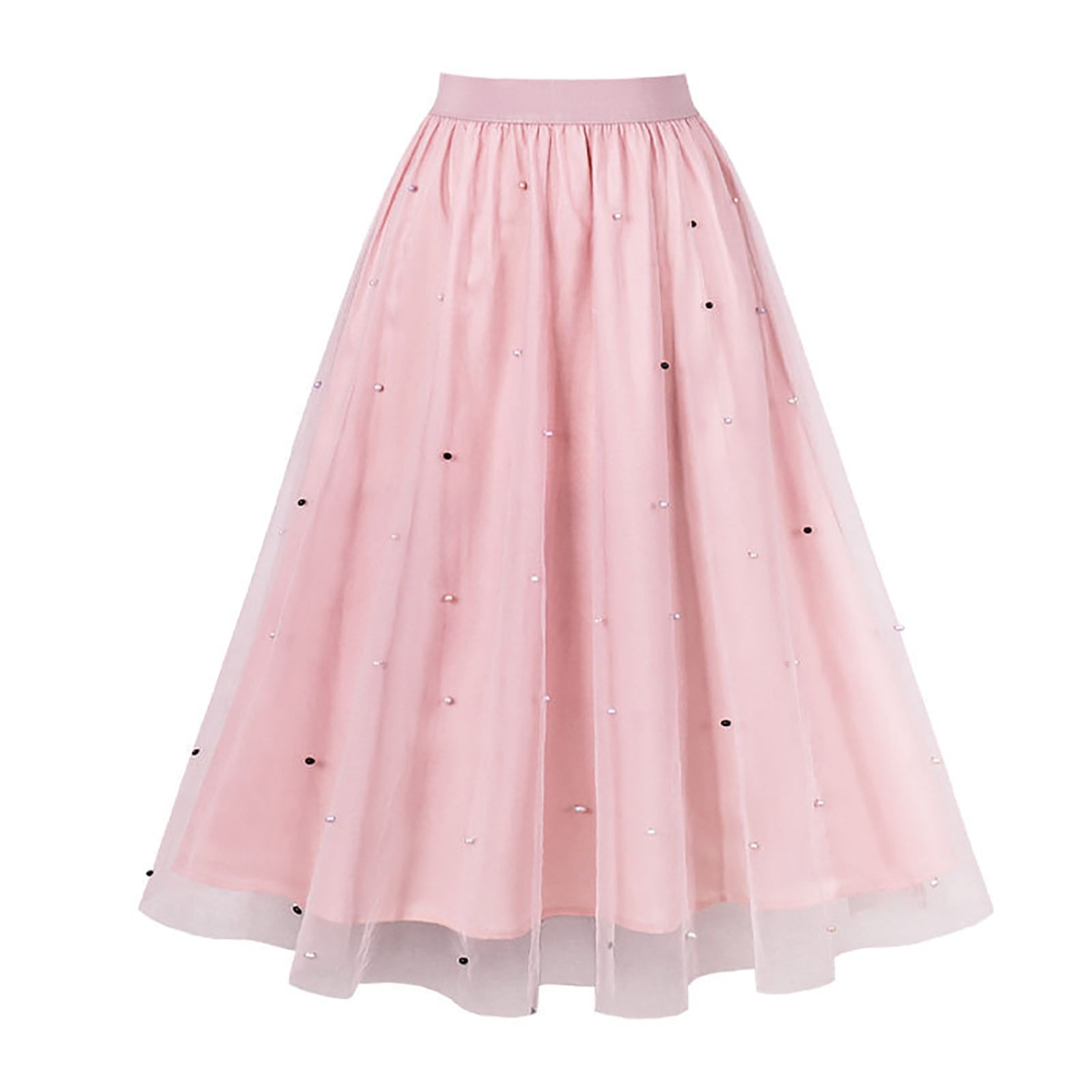 Women's Midi Tulle Skirts Floral Embroidery