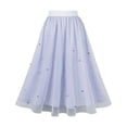 thumbnail image 1 of Lovskoo Women's Tulle Skirt Elegant Pleated Skirts for Women Midi Length Elastic Waist Purple, 1 of 9