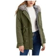 thumbnail image 1 of Lovskoo Women's Winter Coat Warm Parka Jacket Anoraks Hooded Fleeced Lined Faux Fur Mid Length Thick Warm Casual Comfortable Cotton Jacket Olive Green, 1 of 6