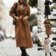 thumbnail image 1 of Lovskoo Women's Winter Coats Elegant Maxi Wrap Coat Lapel Collar Pea Coats Open Front Belted Long Jacket Overcoat with Pockets Brown, 1 of 9