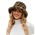 thumbnail image 1 of Lovskoo Women's Winter Faux Fur Fisherman Hat Leopard Print Cute and Warm Caps Plush Fuzzy Bucket Hat Coffee, 1 of 7