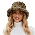 thumbnail image 1 of Lovskoo Women's Winter Faux Fur Fisherman Hat Leopard Print Cute and Warm Caps Plush Fuzzy Bucket Hat Green, 1 of 7