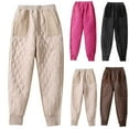 thumbnail image 1 of Lovskoo Women's Winter Lightweight Puffer Pants Cotton Quilted Loose Pockets with Zippered High Waisted Plush and Thick Warm Pants Coffee, 1 of 5