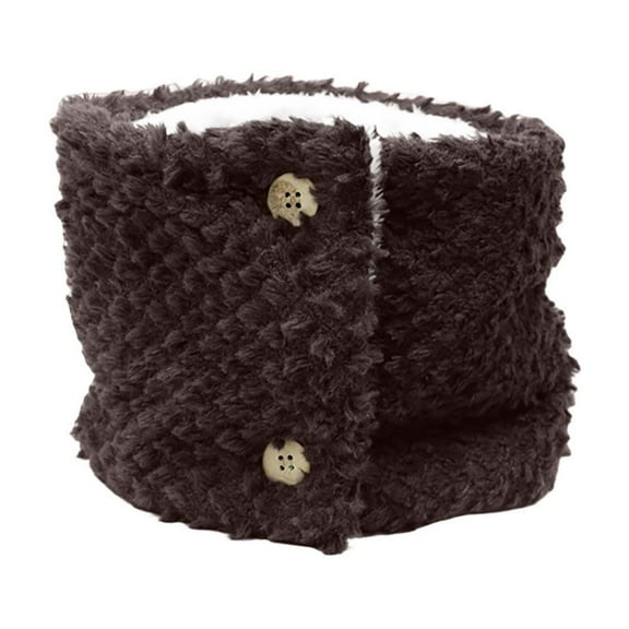 Lovskoo Women's Winter Neck Gaiters Solid Color Button Scarf Thermal Thick Warm Fleece Lined Cold Weather Neck Warmer Brown