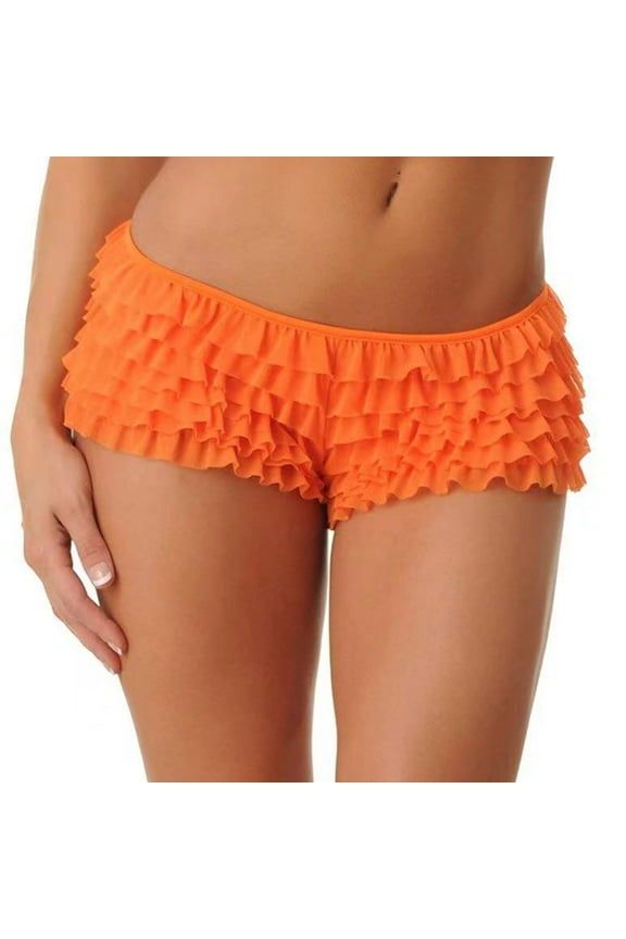 Women's Y2K Lace Ruffled Layered Shorts Tiered Bloomers Pumpkin Party Festival Boy Shorts Pettipants Orange