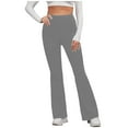 thumbnail image 1 of Lovskoo Women's Yoga Pants Spring Fall Casual Slim High Elastic Waist Solid Color Sports Flare Pants Gray S, 1 of 9