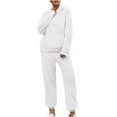 thumbnail image 1 of Lovskoo Women's and Men's 2 Piece Pajamas Outfit Fuzzy Fleece Cute Hooded Pajama Set Soft Warm Sleepwear with Pockets A-White, 1 of 6