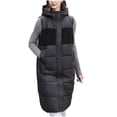 thumbnail image 1 of Lovskoo Womens 2025 Fall Vests Padded Coat Sleeveless Fleece Jacket Zip Up Hoodie Pockets Long Warm Winter Coat Outerwear Black, 1 of 9
