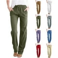 thumbnail image 1 of Lovskoo Womens Baggy Wide Leg Palazzo Linen Pants Casual Loose Drawstring Elastic Waisted Lounge Trousers with Pockets Beige, 1 of 8