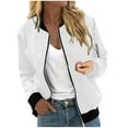 thumbnail image 1 of Lovskoo Womens Bomber Jacket Spring Casual Jackets Lightweight Zip Up Jacket Coat Windbreaker Outwear White, 1 of 7