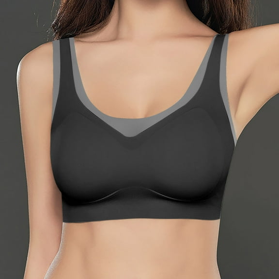 Lovskoo Womens Bras Summer Comfortable Thin Backless Seamless Wireless Ice Silk Plus Size Underwear Daily Wear Black