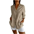 thumbnail image 1 of Lovskoo Womens Button Down Long Sleeve Shirt Collared Shirt Solid Color Trendy Button Casual Tops Blouse Gray, 1 of 7