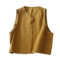 thumbnail image 1 of Lovskoo Womens Cotton Linen Vest Casual Loose V Neck Sleeveless Vests Jacket Blazer Waistcoat with Pockets Khaki, 1 of 8
