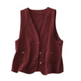 thumbnail image 1 of Lovskoo Womens Cotton Linen Vest Casual Loose V Neck Sleeveless Vests Jacket Blazer Waistcoat with Pockets Red, 1 of 9