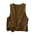 thumbnail image 1 of Lovskoo Womens Cotton Linen Vest Casual Loose V Neck Sleeveless Vests Jacket Blazer Waistcoat with Pockets Yellow, 1 of 9