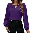 thumbnail image 1 of Lovskoo Womens Dressy Casual Blouse Keyhole Satin Silk Long Sleeve Shirts Business Work Tops Spring Fall Clothes 2025 Purple, 1 of 8
