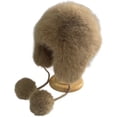 thumbnail image 1 of Lovskoo Womens Faux Fur Hats Pom Pom Winter Hat with Ear Flaps Ski Snow Skull Cap Fluffy A-Coffee, 1 of 8