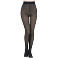 thumbnail image 1 of Lovskoo Womens Fleece Lined Thick Tights Thermal Fake Translucent Pantyhose Fashion Warm Fleece Pantyhose Solid Coffee Tights Black-85G, 1 of 4