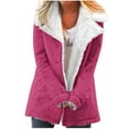thumbnail image 1 of Lovskoo Womens Fleece Winter Jackets Plush Lapel Button Slim Long Sleeve Fuzzy Jackets Warm Furry Blazer Faux Fur Sherpa Coat Hot Pink, 1 of 6