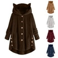 thumbnail image 1 of Lovskoo Womens Full Zip Up Hoodie Fuzzy Fleece Jacket Plus Size Button Fluffy Pullover Tops Long Sleeve Hooded Coat Brown, 1 of 5