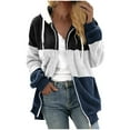 thumbnail image 1 of Lovskoo Womens Full Zip Up Hoodie Fuzzy Fleece Jacket Plus Size Fluffy Pullover Tops Long Sleeve Hooded Blouse Sweatshirt Navy, 1 of 8