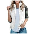 thumbnail image 1 of Lovskoo Womens Fuzzy Sherpa Fleece Jacket Lightweight Vest Cozy Stand Collar Sleeveless Cardigan Zipper Waistcoat Outerwear With Pocket White, 1 of 6