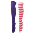 thumbnail image 1 of Lovskoo Womens Halloween Thigh High Socks Striped High Knee Socks for Cosplay Long Socks Over The Knee Leg Warmers Pink, 1 of 3