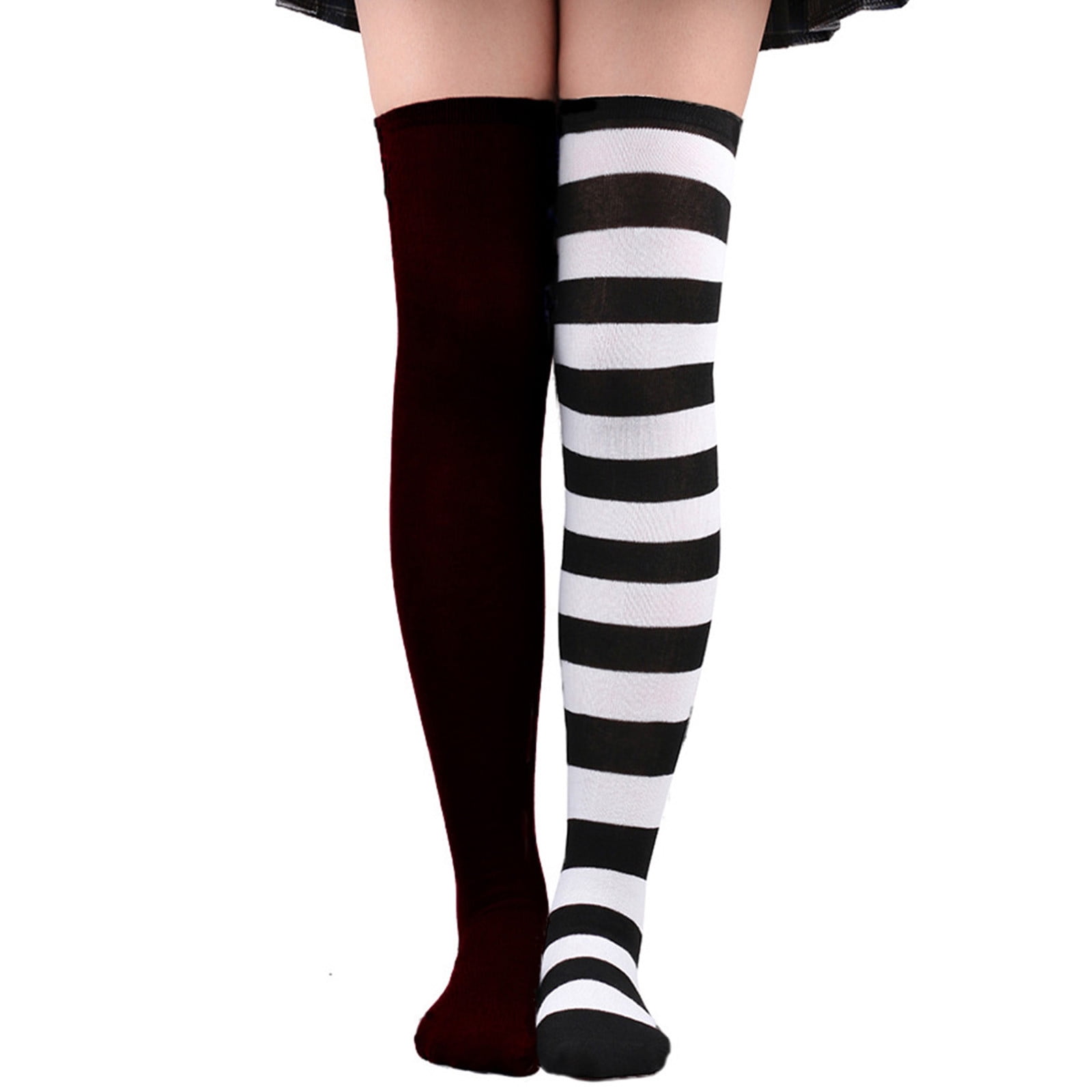 Halloween Thigh High Socks Y Guantes Largos De Rayas – Set De 2 Piezas, Cómodos Y Elásticos, Para Disfraces