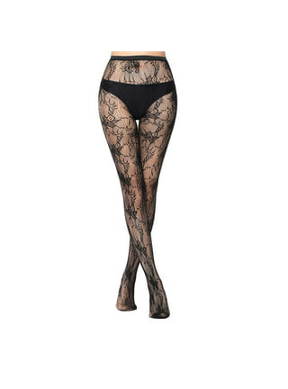 Women Plus Fishnet Stockings Pantyhose Small Gauge Sexy Mesh Stretch Queen  Size