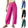 thumbnail image 1 of Lovskoo Womens Loose Fitting Cotton Linen Haren Pants High Waisted Wide Leg Casual Pants Green, 1 of 8
