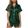 thumbnail image 1 of Lovskoo Womens Pajama Sets Loungewear Trendy Wear Pajamas Two Piece Suit Button Down Shirt Short Sleeve Pants Pajama Set Homewear Sleepwear Green, 1 of 4