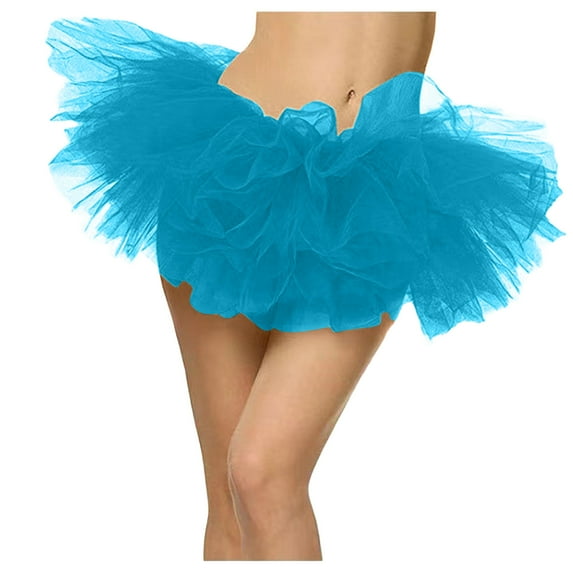 Lovskoo Womens Pleated Tulle Petticoat Tutu Puffy Skirt Gauze Short Skirt Adult Teen‘S 1950S Vintage Dance Skirts Blue