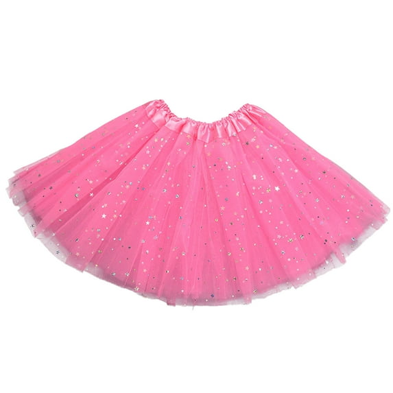 Lovskoo Womens Pleated Tulle Petticoat Tutu Puffy Skirt Gauze Short Star Sequin Skirt Adult Gauze Short Skirt Adult Teen‘S 1950S Vintage Dance Skirts Pink